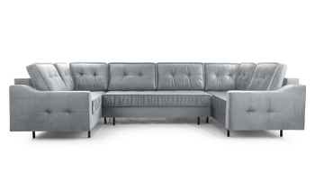 Narożnik z funkcją spania Atika U z pikowanymi poduchami - uniwersalny - kolor szary