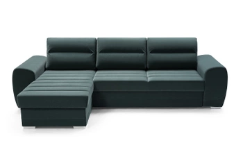 Nowoczesny narożnik z funkcją spania Kiro - lewostronny - kolor zielony