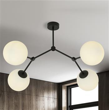 SPACE 4 BLACK/OPAL 1133/4 lampa sufitowa czarna szklane klosze