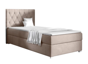 Pojedyncze łóżko kontynentalne z pojemnikiem na pościel - CAMILIE SMALL 90x200 cm - kolor beżowy