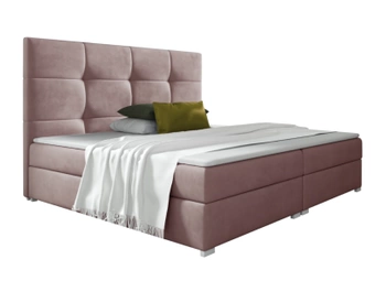 Łóżko kontynentalne z pojemnikiem na pościel - HARI I 160x200 cm - kolor różowy