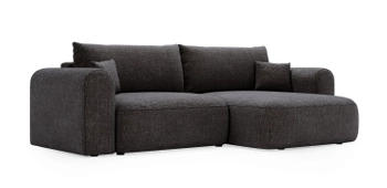 Wygodny narożnik Nexto – prawostronny narożnik do salonu z funkcją spania - kolor ciemny szary