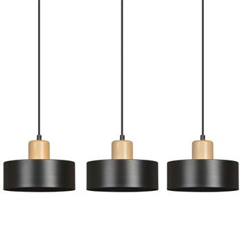 TORIN 3 BLACK 1046/3 nowoczesna lampa sufitowa czarna drewniane elementy
