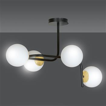 RAGNAR 4A BLACK 1032/4A nowoczesna lampa sufitowa czarna szklane klosze