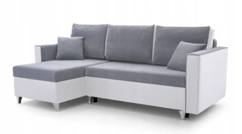 Narożnik z funkcją spania Rio - lewostronny - kolor jasny szary/biały