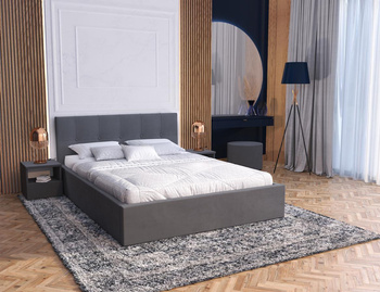 Łóżko tapicerowane RINO - Welur, kolor: GRAFITOWY - 160 x 200