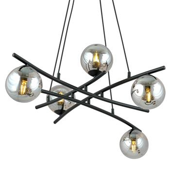 ESSA 5 BLACK/GRAFIT 1203/5 lampa sufitowa wisząca czarna szklane klosze DESIGN