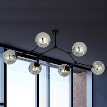 SPACE 6 BLACK/GRAFIT 1134/6 lampa sufitowa czarna szklane klosze