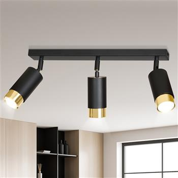 HIRO 3 BLACK-GOLD 965/3 nowoczesny regulowany spot LED sufitowy czarno złoty