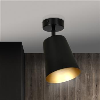 PRISM 1 BLACK-GOLD 406/1 spot plafon sufitowy regulowane klosze czarne złoty środek