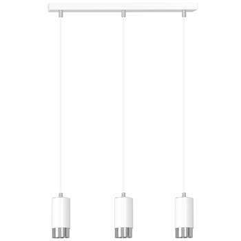 FUMIKO 3 WHITE-CHROME 814/3 designerski spot wiszący białe tuby srebrne dodatki