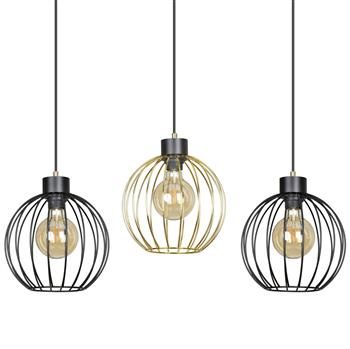 PINETA 3 BLACK 559/3 lampa wisząca czarno złota druciak LOFT