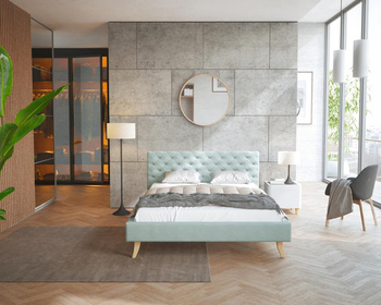 Łóżko tapicerowane KALIFORNIA- TRINITY (miętowy) - 120 x 200