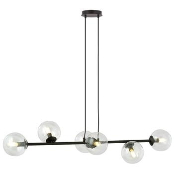 ROSSI 6 BL TRANSPARENT 874/6 lampa sufitowa wisząca czarna transparentne klosze