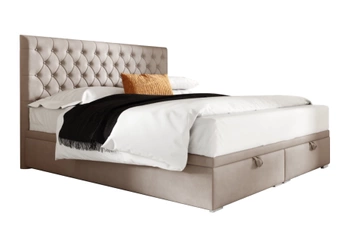 Łóżko kontynentalne z pojemnikiem na pościel - CAMILIE II 160x200 cm - kolor beżowy