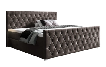 Łóżko kontynentalne z pojemnikiem na pościel - CAMILIE z podwyższonym przodem 140x200 cm - kolor brązowy