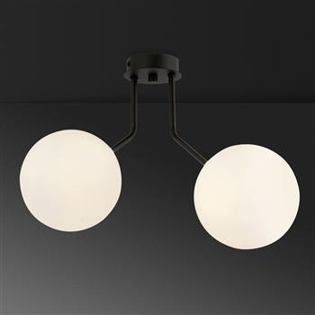 NOVA 2 BLACK/OPAL 1138/2 nowoczesny plafon sufitowy czarny szklane klosze