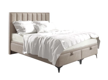 Łóżko kontynentalne z pojemnikiem na pościel - ZOFIA I 160x200 cm - kolor beżowy