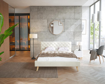 Łóżko tapicerowane KALIFORNIA- TRINITY (kremowy) - 160 x 200