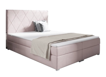 Łóżko kontynentalne z pojemnikiem na pościel - TINTIN 160x200 cm - kolor różowy