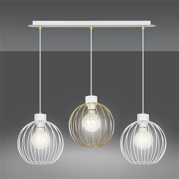 PINETA 3 WHITE 560/3 lampa wisząca biało złota druciak LOFT