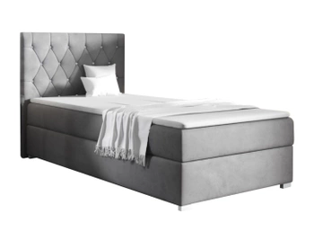 Pojedyncze łóżko kontynentalne z pojemnikiem na pościel - CAMILIE SMALL 90x200 cm - kolor szary