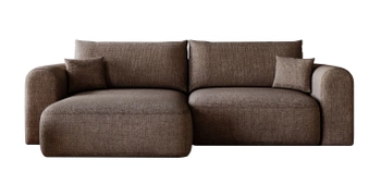 Wygodny narożnik Nexto – lewostronny narożnik do salonu z funkcją spania - kolor brązowy