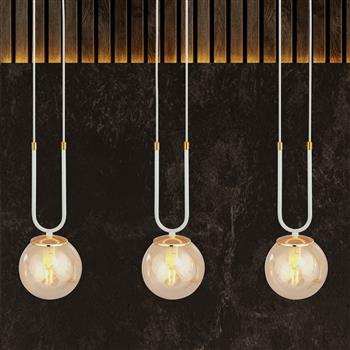 GLAM 3 WHITE/MIODOWY 1117/3 lampa wisząca szklane klosze GLAMOUR