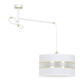 KORNO 1 WHITE 649/1 regulowana lampa wisząca sufitowa duży biało-złoty abażur dużo światła