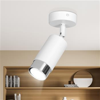 HIRO 1 WHITE-CHROME 962/1 nowoczesny regulowany spot LED sufitowy biało srebrny