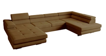 Narożnik z funkcją spania Miami Big - prawostronny w kształcie U - kolor brązowy