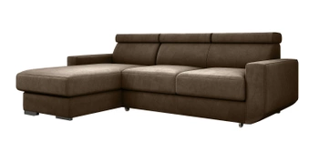 Narożnik z funkcją spania Madryt - lewostronny - kolor brązowy