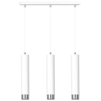 KIBO 3 WHITE-CHROME 641/3 designerski spot wiszący białe tuby srebrne dodatki