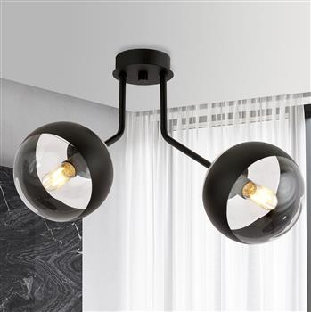 NOVA 2 BLACK/STRIPE 1139/2 nowoczesny plafon sufitowy czarny szklane klosze