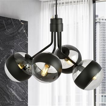 NOVA 4  BLACK/STRIPE 1139/4 lampa wisząca design szklane klosze