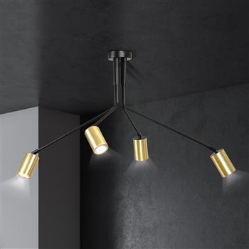 VERNO 4 BLACK 655/4 nowoczesny spot sufitowy regulowane reflektory dużo światła czarno-złoty