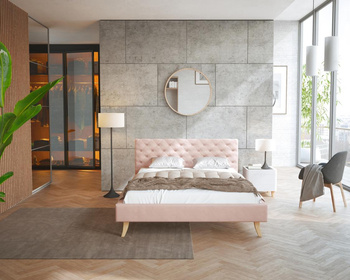 Łóżko tapicerowane KALIFORNIA- TRINITY (jasny róż) - 160 x 200