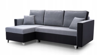 Narożnik z funkcją spania Rio - lewostronny - kolor jasny szary/czarny