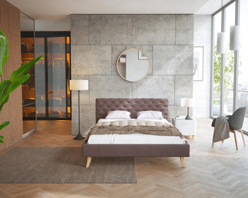 Łóżko tapicerowane KALIFORNIA- TRINITY (BRĄZ) - 160 x 200