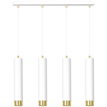 KIBO 4 WHITE-GOLD 642/4 designerski spot wiszący białe tuby złote dodatki