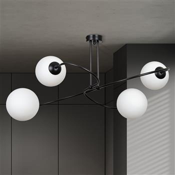 SELBI 4 BLACK 734/4 oryginalna lampa sufitowa czarna LOFT szklane mleczne klosze
