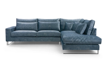 Narożnik w stylu industrialnym Cornel - prawostronny - kolor turkusowy