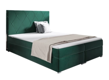 Łóżko kontynentalne z pojemnikiem na pościel - TINTIN 140x200 cm - kolor zielony