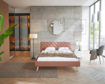 Łóżko tapicerowane KALIFORNIA- TRINITY (mglisty róż) - 180 x 200