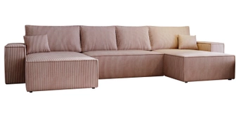 Narożnik z funkcją spania Paris U - kolor pudrowy róż