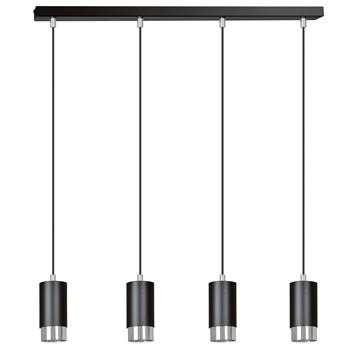 FUMIKO 4 BLACK-CHROME 816/4 designerski spot wiszący czarne tuby srebrne dodatki