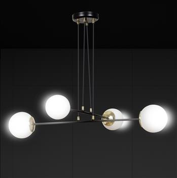 OGNIS 4 BLACK 966/4 lampa wisząca regulowana złote elementy szklane klosze