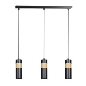 AKARI 3 BLACK 732/3 spot wiszący styl skandynawski regulowana wysokość elementy drewna