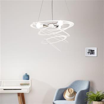 SKIPPER WHITE 690/1 designerska lampa wisząca chromowane elementy biała