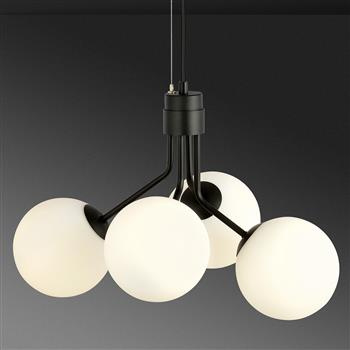 NOVA 4  BLACK/OPAL 1138/4 lampa wisząca design szklane klosze